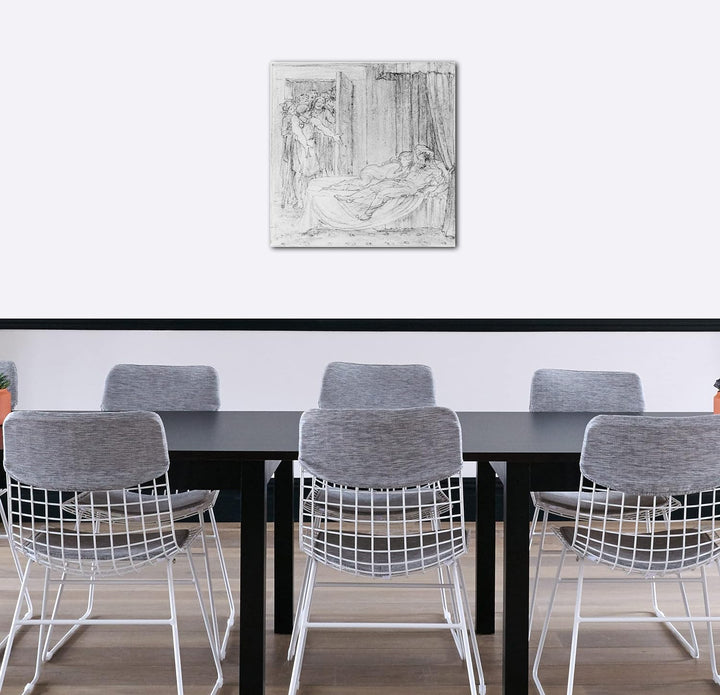 Printed Paintings Leinwand (70x70cm): Bryson Burroughs - Mars und Venus gefangen im Netz von Vulkan