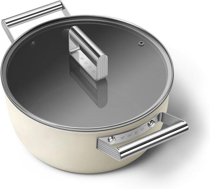 SMEG - Caçarola Alta 24cm Anni50 CKFC2411CRM 4.6 Liter Creme, 4.6 Liter Creme