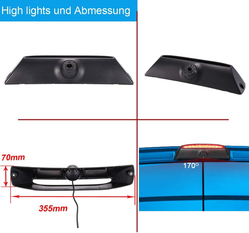 Auto Dritte Bremsleuchte Kamera HD 18mm Objektivstiel Bremslicht Rückfahrkamera Wasserdicht Einparkh