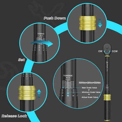 ANPUDS 3/8 Zoll 5-60Nm Drehmomentschlüssel, ±3% Fehlergenauigkeit mit 72 Zähne Wende Ratschenkopf Tr