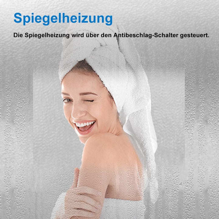 Aica Sanitär LED Badspiegel 80x60cm Uhr Steckdose Schminkspiegel 3 Lichtfarbe Wandspiegel mit dimmba