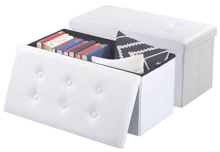 infactory Faltbox und Hocker: 2er-Set Faltbare 2in1-Sitzbänke und -truhen, 80 l, bis 300 kg, weiss (