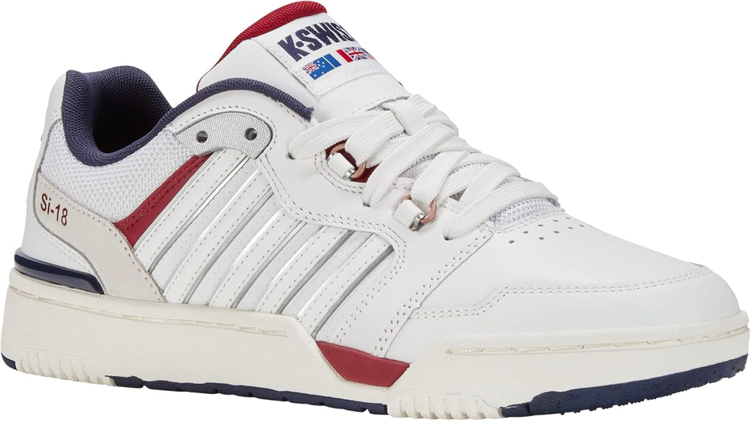 K-Swiss Leder Turnschuhe Rival Si-18 weiss 44.5 EU Brilliant White Tibetan Red Peacoat, 44.5 EU Bril