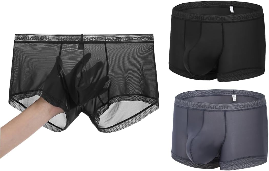 BIATWOWR Herren Slips Transparent Sexy Unterwäsche mit Beutelverstärkung mehr Attraktivität und Komf