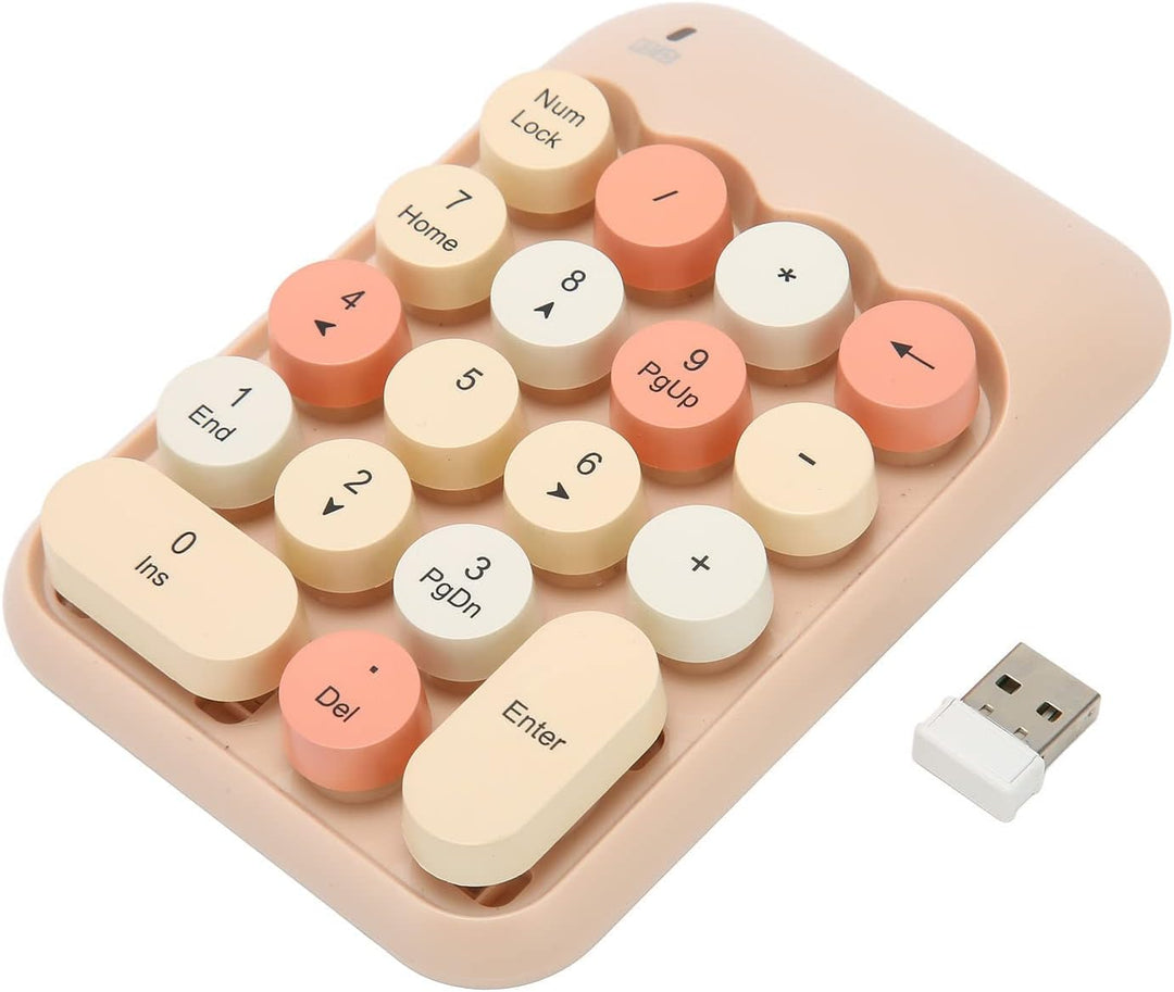 2,4 GHz Ziffernblock, 18 Tasten Ziffernblock mit USB-Empfänger, Vintage-Farbtastatur, Runde Tastenka