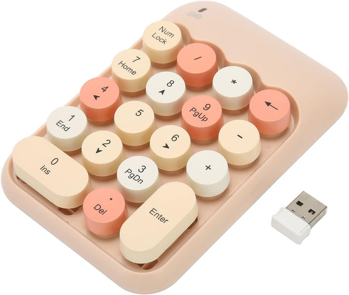 2,4 GHz Ziffernblock, 18 Tasten Ziffernblock mit USB-Empfänger, Vintage-Farbtastatur, Runde Tastenka
