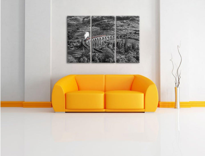 Pixxprint Eisenbahnviadukt in Schottland als Leinwandbild/Grösse: 3 Teilig (120x80 cm) cm/Wandbild/K