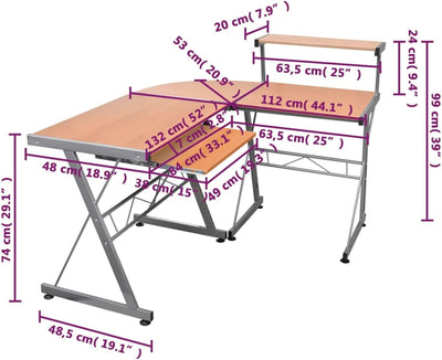 Gecheer Eck-Computertisch Eckschreibtisch Schreibtisch PC Tisch Bürotisch Holz Officetisch Arbeitsti