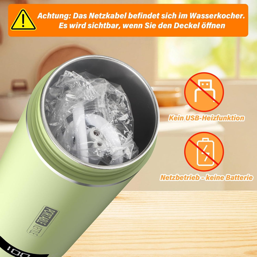 Elektrischer Reisewasserkocher Klein 500ML, Kleiner Wasserkocher Reise Schnelles Kochwasser Mini -Wa