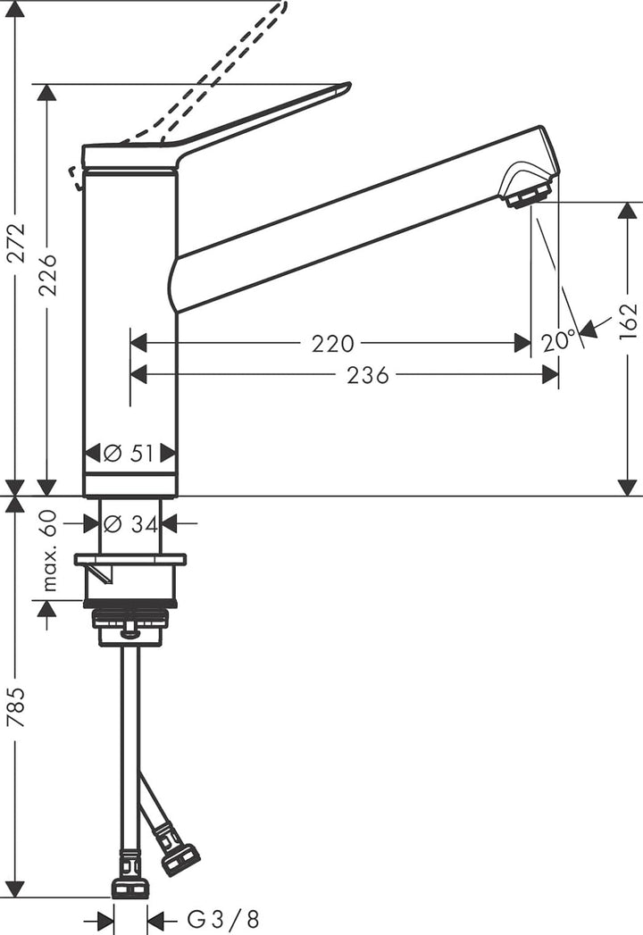 hansgrohe Vorfenster Küchenarmatur Zesis M33, Wasserhahn Küche mit Auslauf Höhe 160 mm, 150° drehbar
