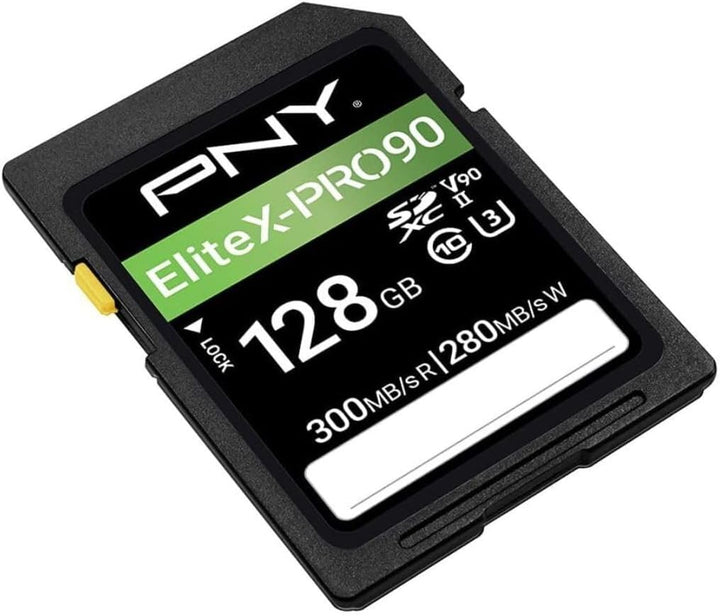 PNY 128GB X-PRO 90 Class 10 U3 V90 UHS-II SD Flash Memory Card 128GB UHS-II EliteX-PRO 90, 128GB UHS