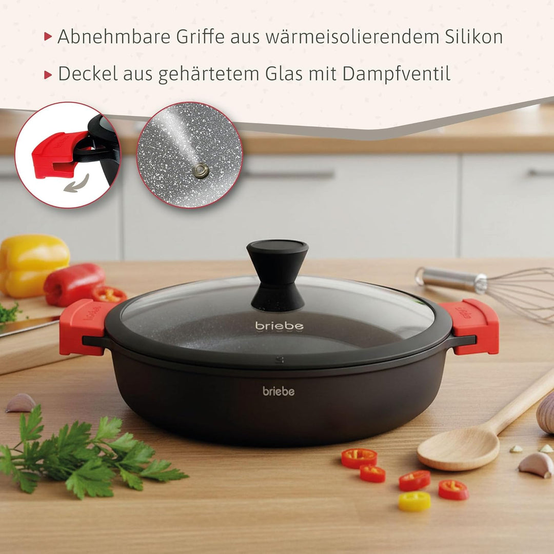 briebe Black Titanium Kochtopf für die Küche, Induktion, Antihaftbeschichtung, Titan, 24 cm, Alumini
