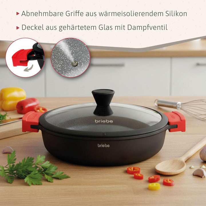 briebe Black Titanium Kochtopf für die Küche, Induktion, Antihaftbeschichtung, Titan, 24 cm, Alumini