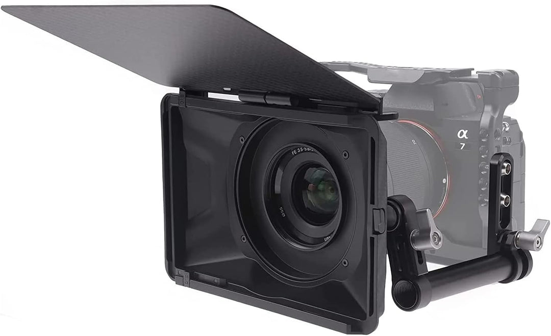 Hersmay Mini Matte Box Clip-on Lens Matte Boxes mit 15mm Rod Clamp für DSLR Mirrorless Kamera für So