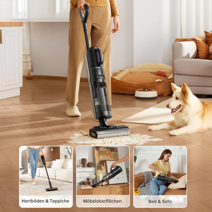 Dreame H12 Dual Nass Trocken Komplett-Staubsauger, 4-in-1 Kabelloser Staubsauger für mehrere Oberflä