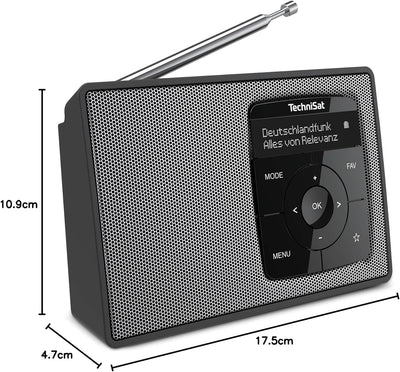 TechniSat DIGITRADIO 2 - Tragbares DAB+/UKW-Radio mit Akku (mit Bluetooth Audiostreaming, Weckfunkti