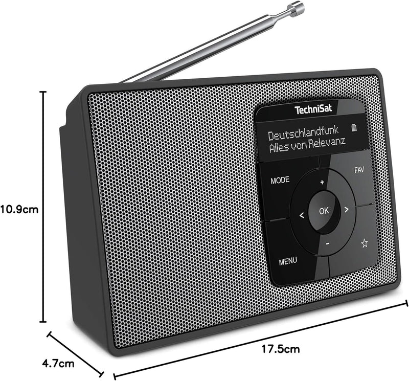 TechniSat DIGITRADIO 2 - Tragbares DAB+/UKW-Radio mit Akku (mit Bluetooth Audiostreaming, Weckfunkti