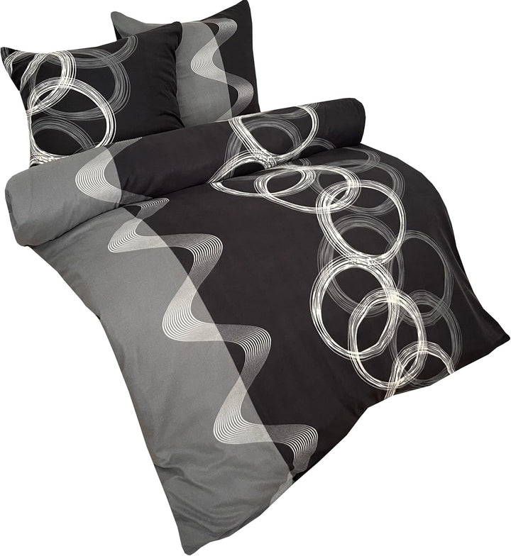 Leonado Vicenti - Winter Thermo Bettwäsche grau Fleece gestreift modern Schlafzimmer Garnitur Set Be