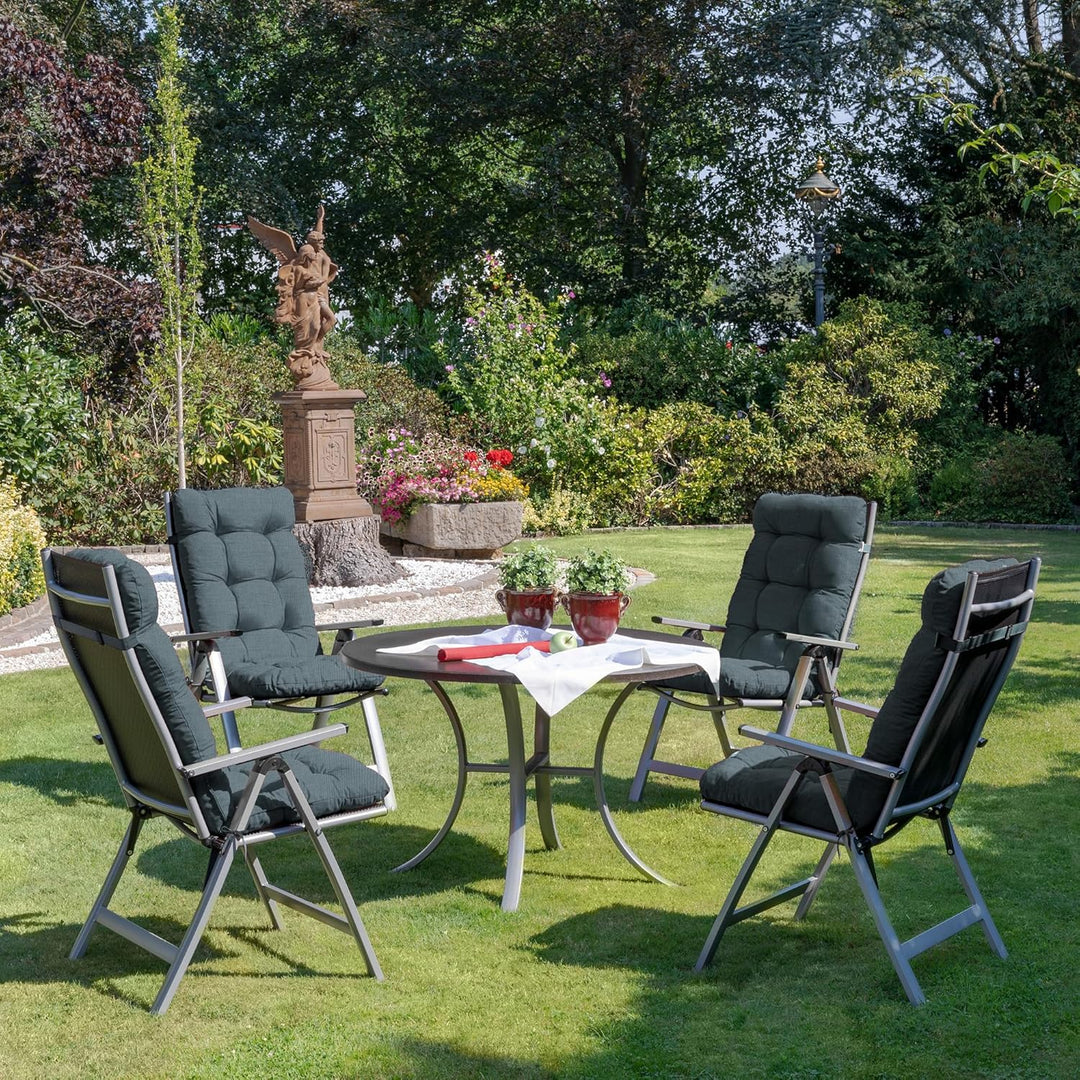 Beautissu Hochlehner Auflage 120x50x8cm - Sitzpolster für Gartenstühle Outdoor Stuhlkissen hoch – Ga