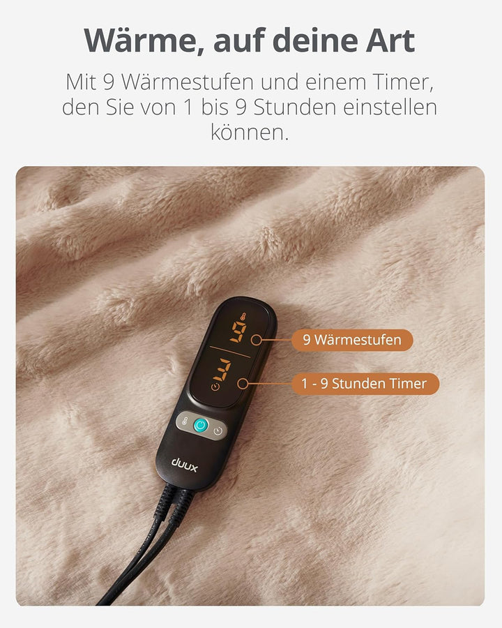 Duux Yentl Bubble Elektrische Wärmedecke – 200x200 cm – Extra Weich – 9 Heizstufen & Timer – Waschba