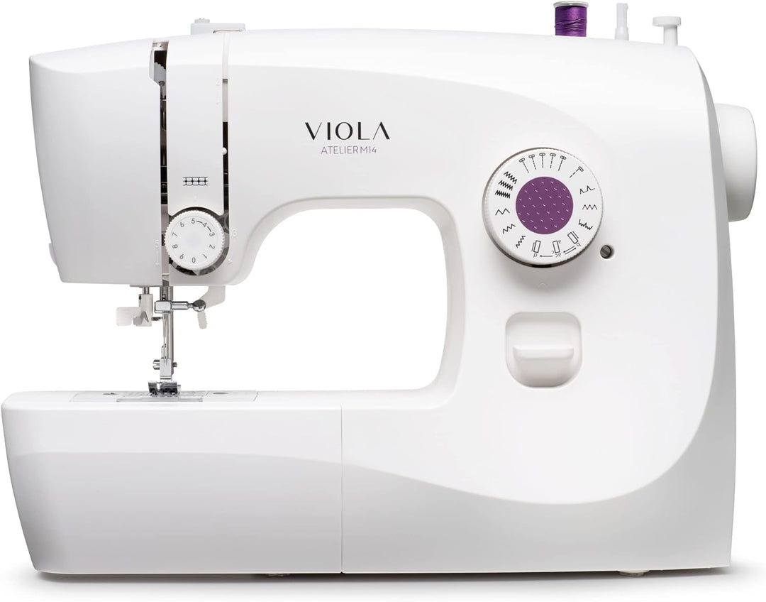 VIOLA Atelier M14 Nähmaschine mit 14 Nähprogramme, Einfädelautomatik, Rotierenden Greifer aus Metall