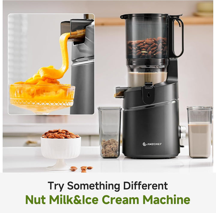 AMZCHEF 250W Automatischer All-In-One Entsafter, 145MM Öffnung und 1,8L entsafter für Gemüse und Obs