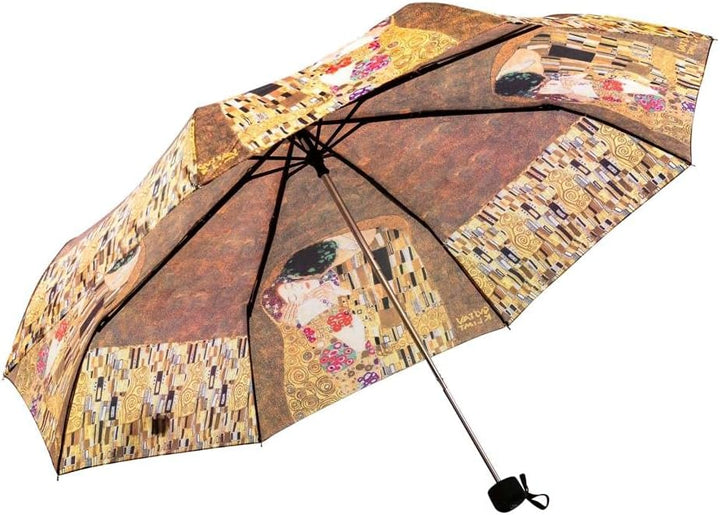 LUCKYWEATHER Regenschirm Taschenschirm Mini Damen Motiv Klimt The Kiss I Taschenschirme klein und st