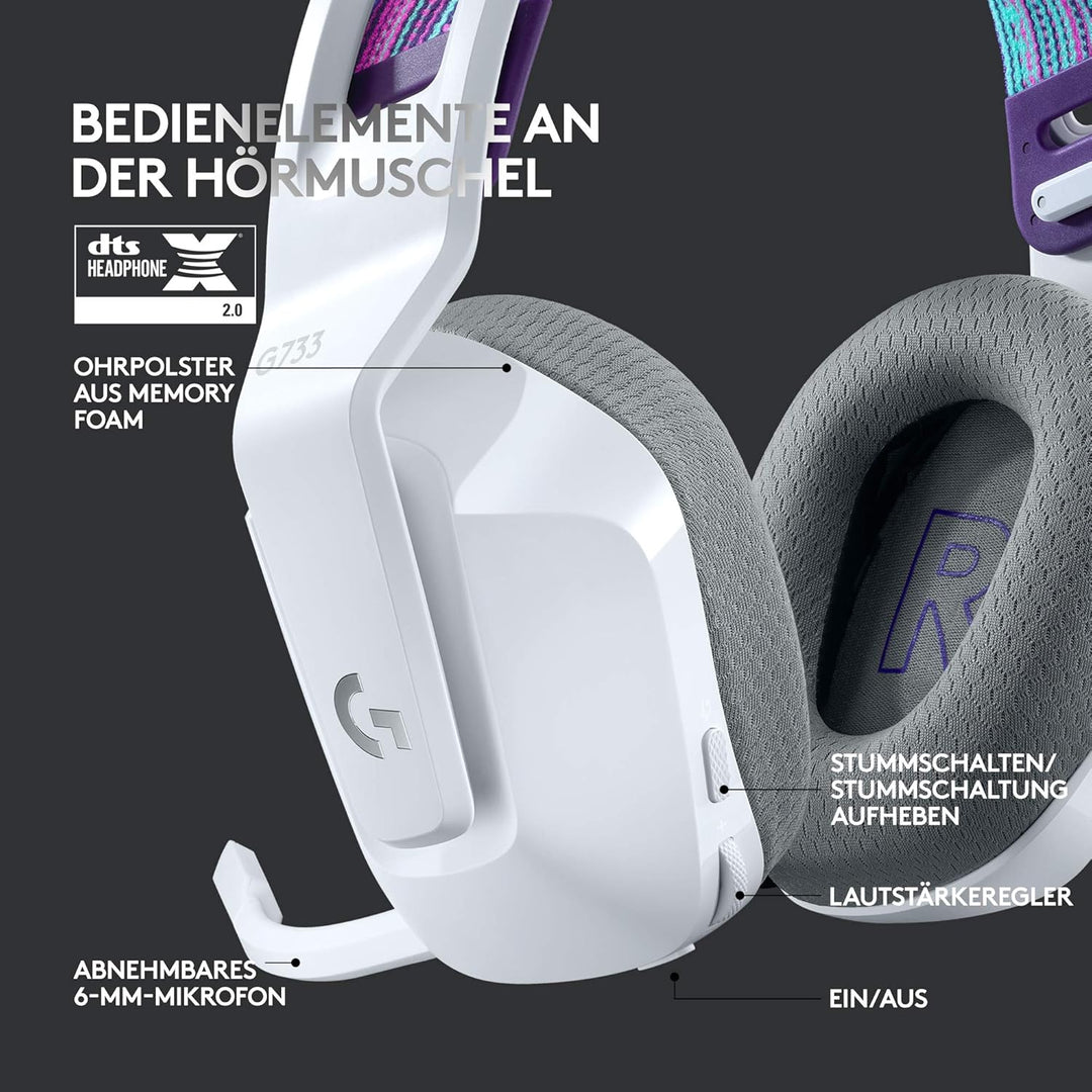Logitech G733 LIGHTSPEED kabelloses Gaming-Headset mit Kopfbügel, LIGHTSYNC RGB, Blue VO!CE Mikrofon