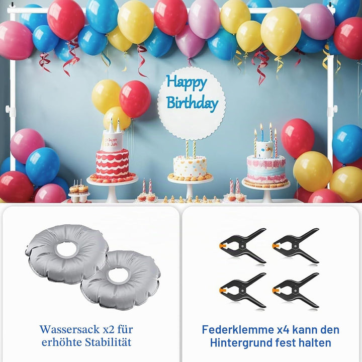 EMART Foto Hintergrund Ständer mit Stahlsockel, 2,6m x 3m Verstellbarer Hintergrundsystem, Hintergru