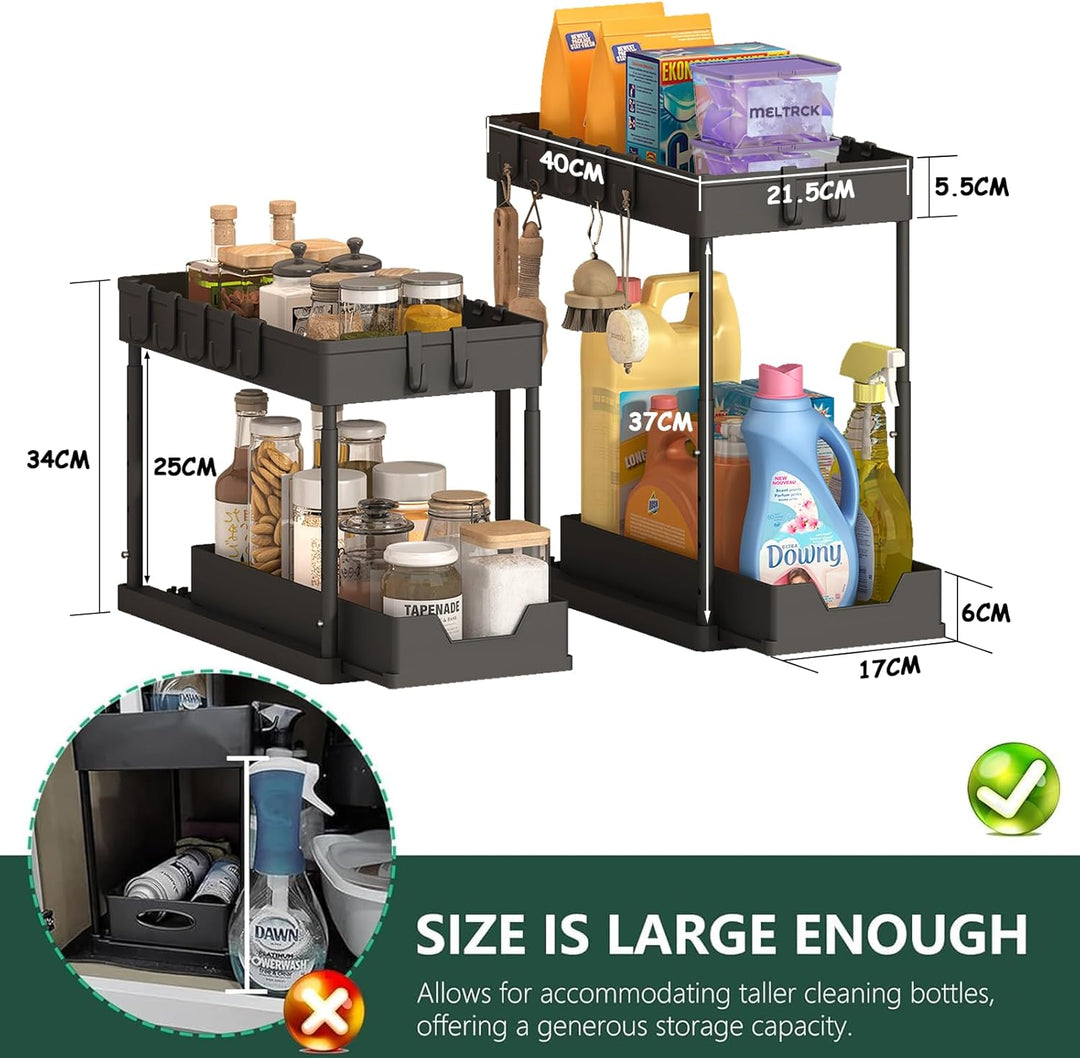 Küchen Organizer - 2 Stück Unter Waschbecken Regal Organizer - Ausziehbares Lagerregal Organizer mit