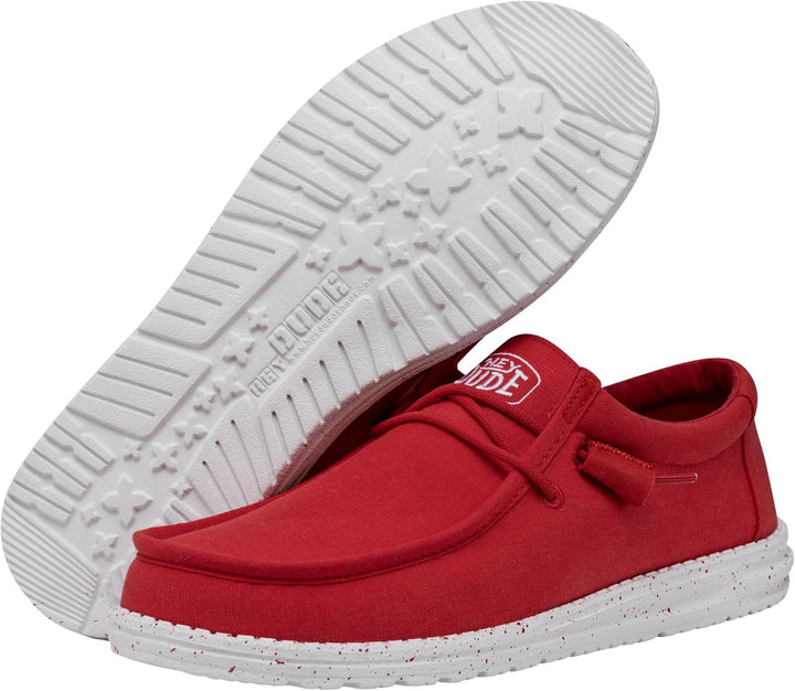 HEYDUDE Herren Wally Slub CanvasMoc Toe Shoes 41 EU Rot, 41 EU Rot