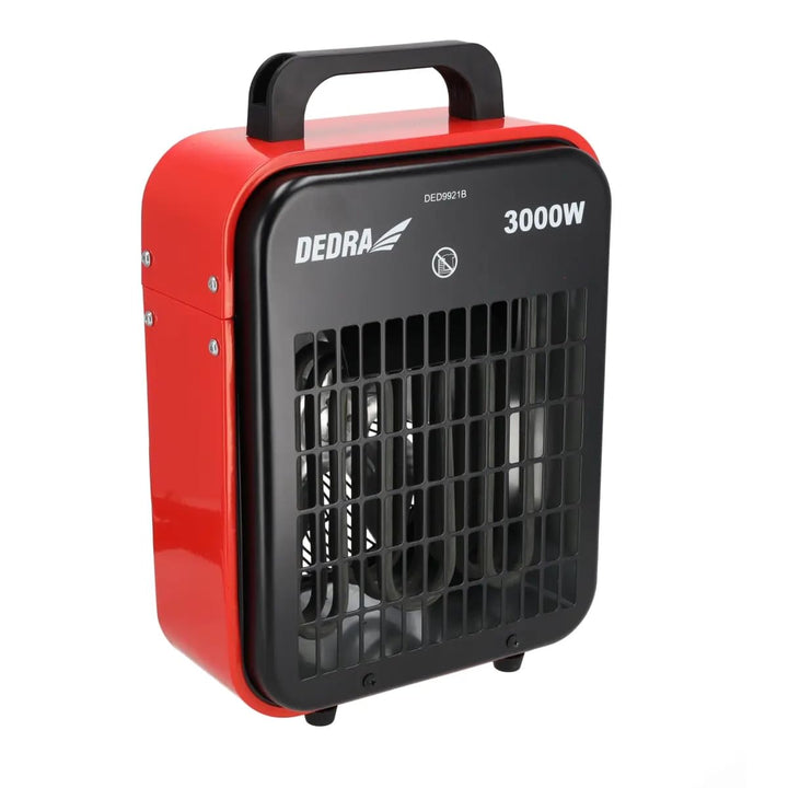 DEDRA Elektrischer Heizlüfter 3kW DED9921B, für gut isolierte Räume, Thermostat, Überhitzungsschutz,