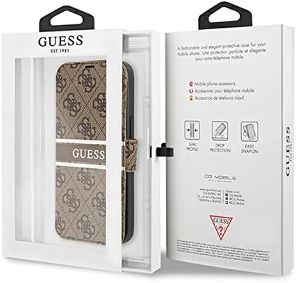 Guess Book Case 4G Stripe Hülle für iPhone 13 Pro, GUBKP13L4GDBR, Braun Brown, Brown