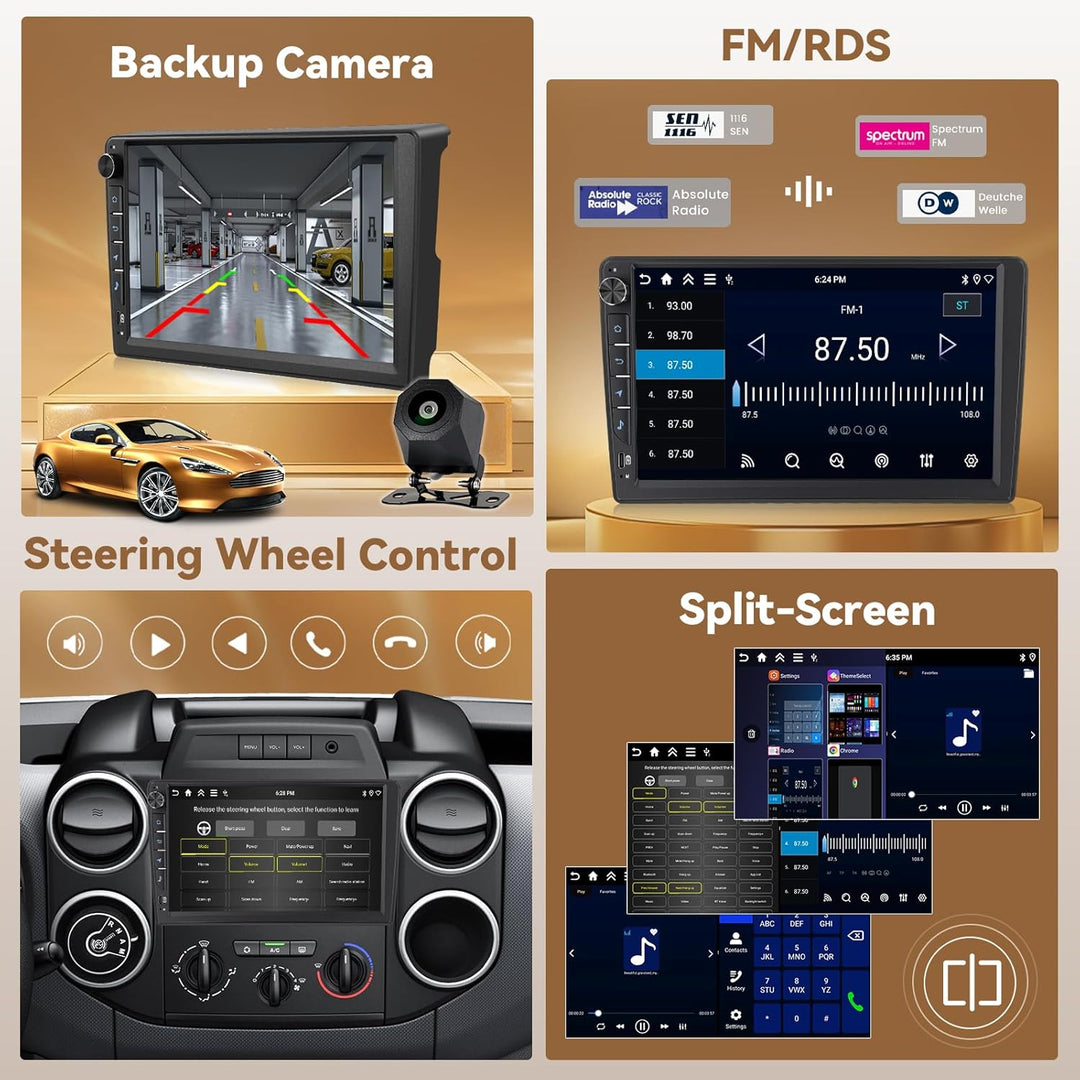 Hikity Android 15 4+64GB Autoradio für Citroen Berlingo 2015-2018/Peugeot Partner 2008-2019 mit 9''