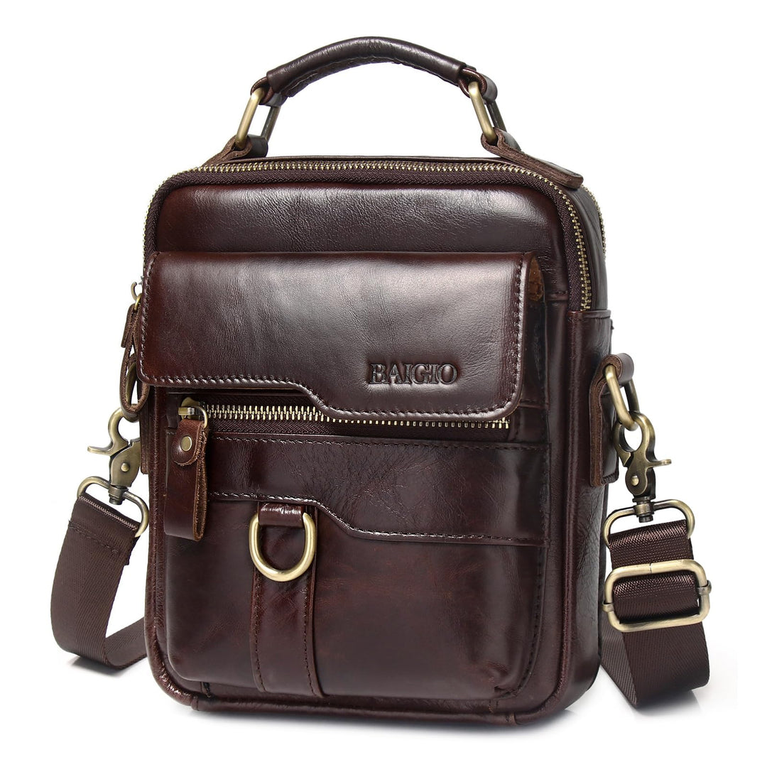 BAIGIO Schultertasche Herren Umhängetasche Leder Herrentasche Vintage Crossbody Messenger Bag für Ar