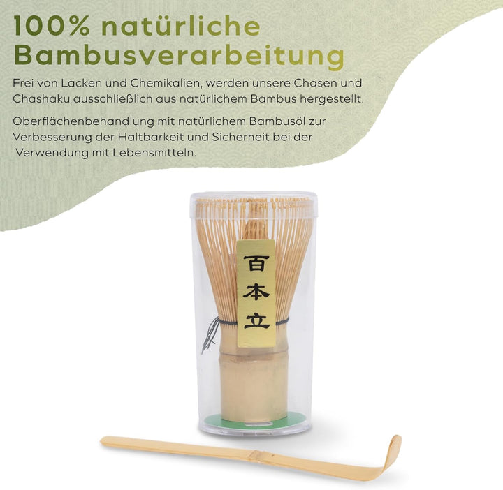 HIBINO Japanisches Matcha Set – Matcha Schale mit Ausguss, Matcha Besen & Halter, Bambus Löffel & Ed