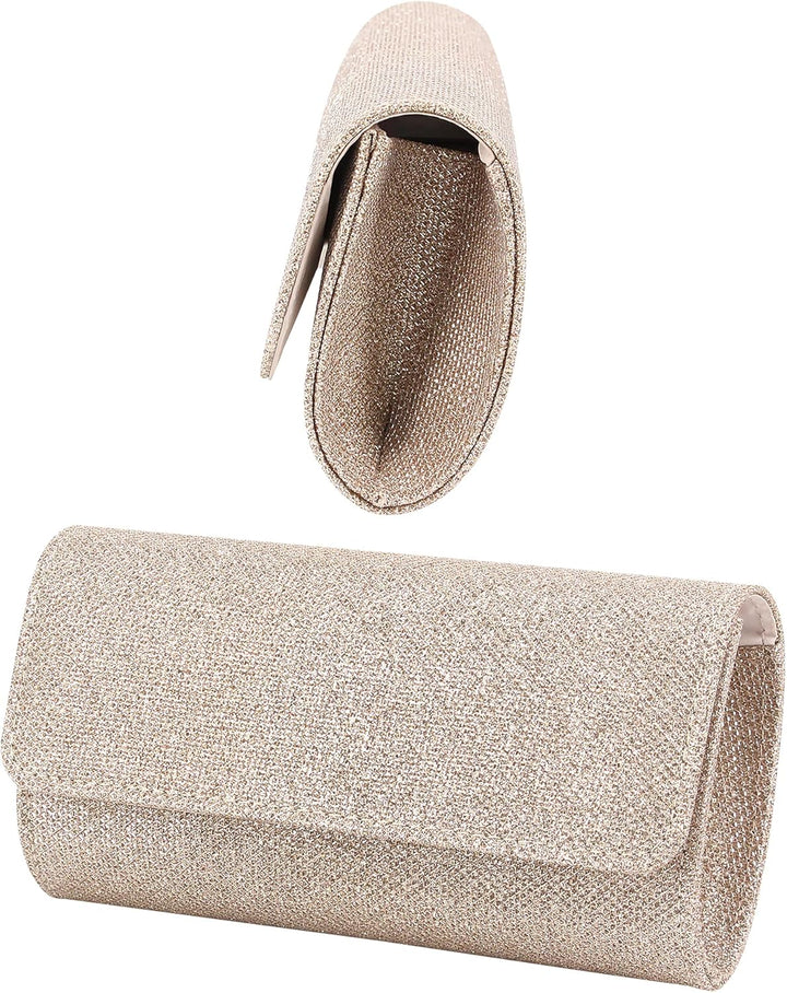 Naimo Kleine Clutch-Tasche mit Klappe und abnehmbarer Kette Champagner, Champagner
