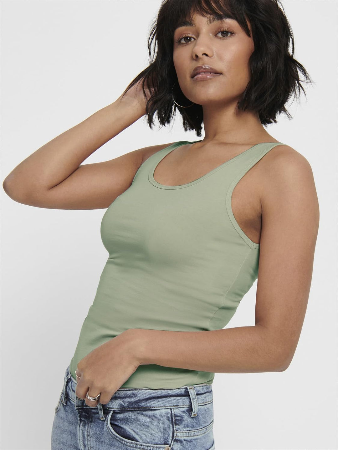 ONLY Damen Onllive Love Long Tank Noos Top S Grün/Blau (1 X Desert Sage/ 1x Balsam Green/ 1x China B