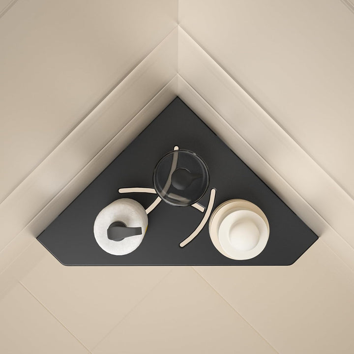 Duschablage mit 3 mm Stärke,304 Edelstahl Pentagonal Eckregal,Vertieftes Badezimmer-Duschregal Dusch