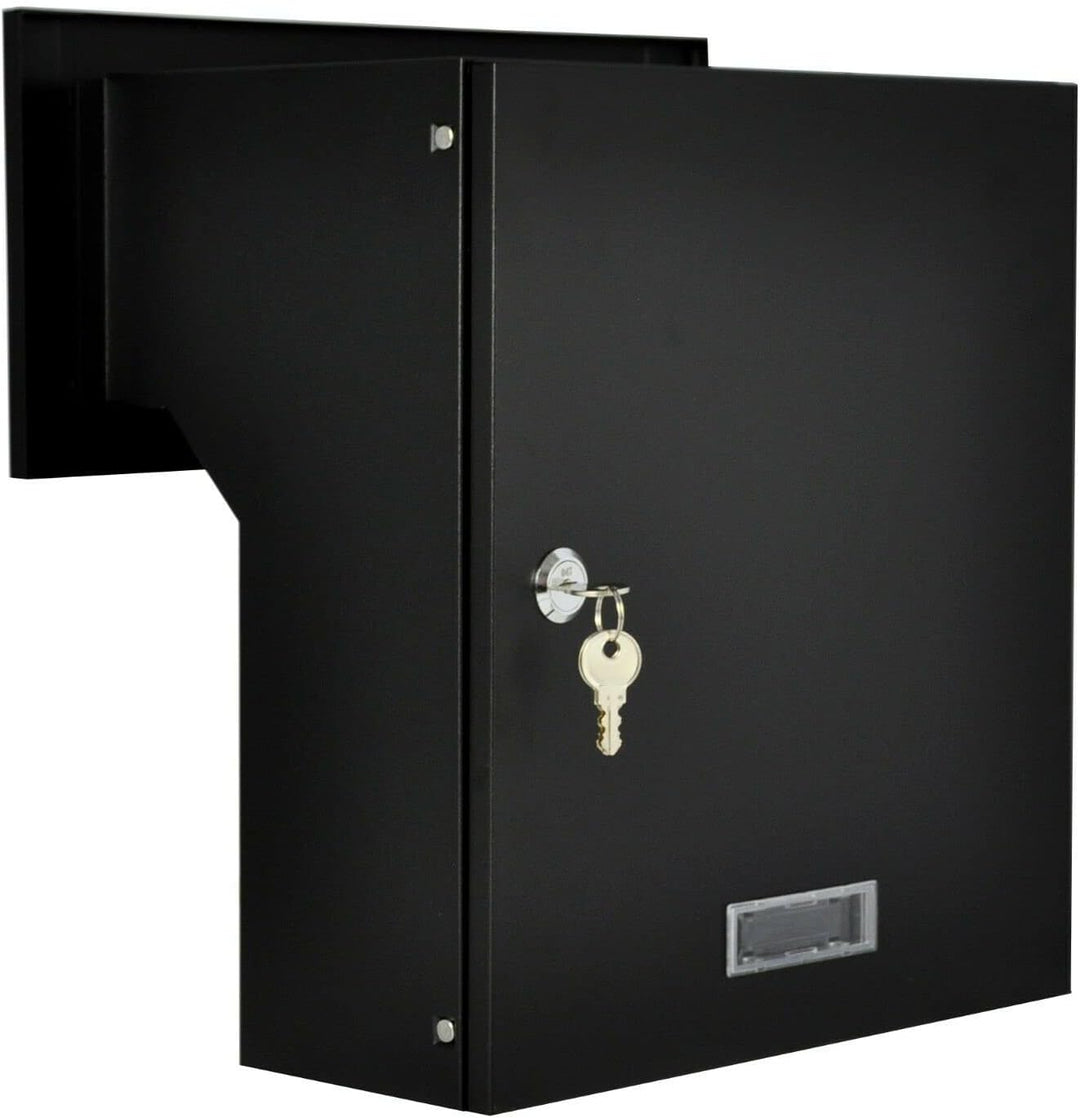 Mauerdurchwurf Briefkasten Schwarz matt C4 190-260 [mm] 3 Schlüssel Einbaubriefkasten Durchwurfbrief