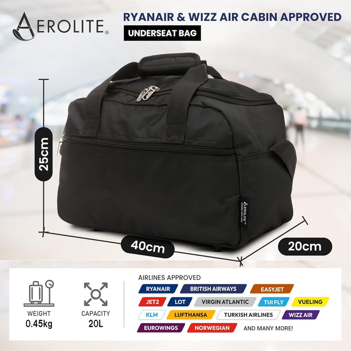 Aerolite Ryanair Handgepäck 40x20x25 mit 10 Jahre Garantie Maximale Grösse der Kabinenreisetasche Fl
