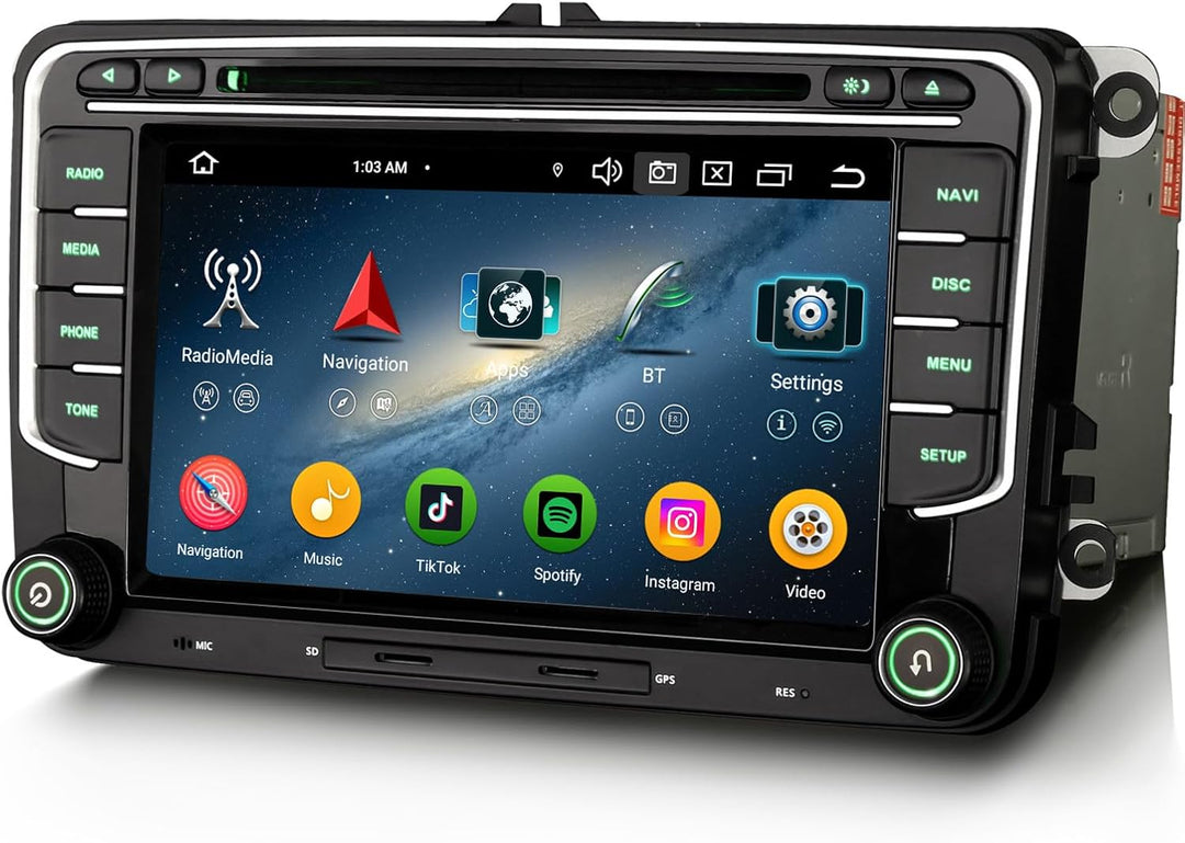 Erisin Android 14 Acht-Kern 4GB+64GB DAB+ Autoradio DVD Für VW Golf 5 Golf 6 Passat B6 Tiguan Touran