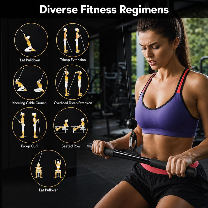 EVMT Ultimate Gym Zubehör - 68,6 cm Trizepsseil, 101,6 cm & 38,1 cm Pulldown-Stangen - Umfassendes H