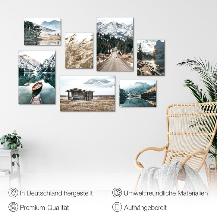 Novart Wandbilder See Berge Landschaft - KOMPLETT AUFHÄNGFERTIG - Natur Wohnzimmer Schlafzimmer - 7