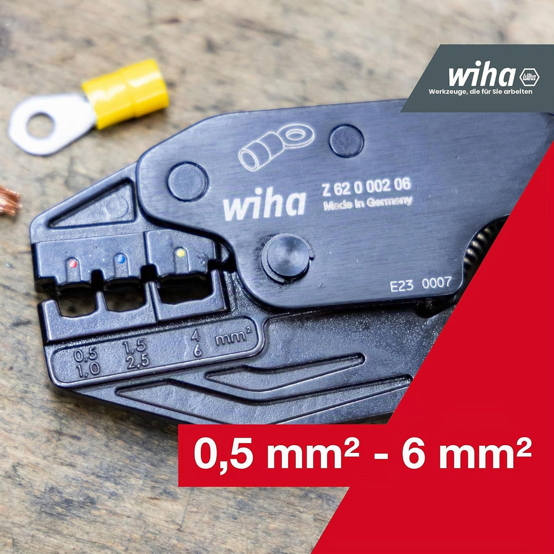 Wiha Crimpzange für isolierte Kabelschuhe und Kontakte I 0,5 - 6mm² I automatische Anpassung der Pre