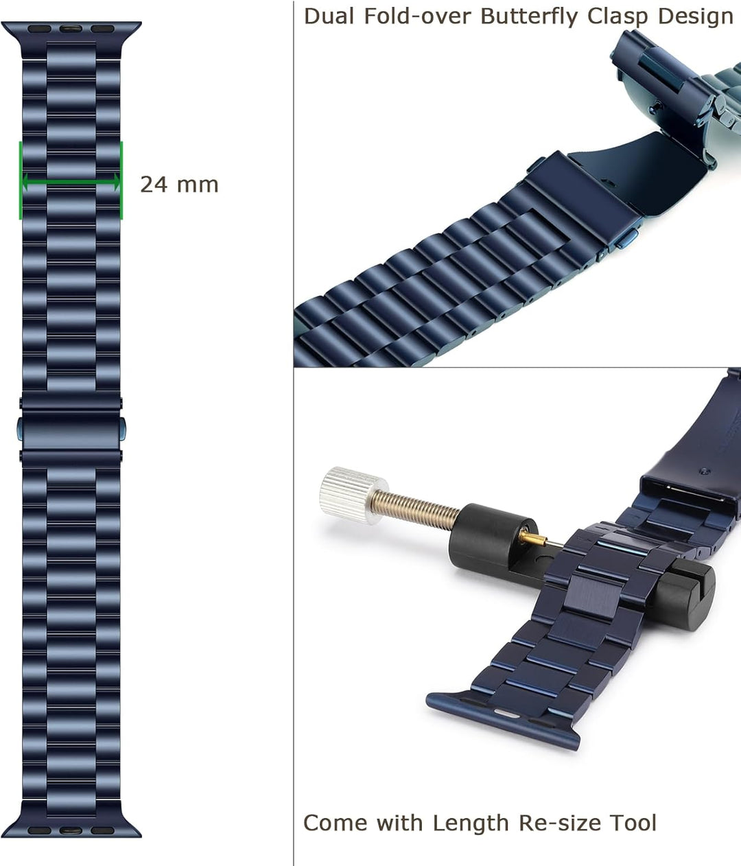 Tasikar Armband Kompatibel mit Apple Watch Armband 41mm 40mm 38mm Prämie Edelstahl Metall Ersatz Arm