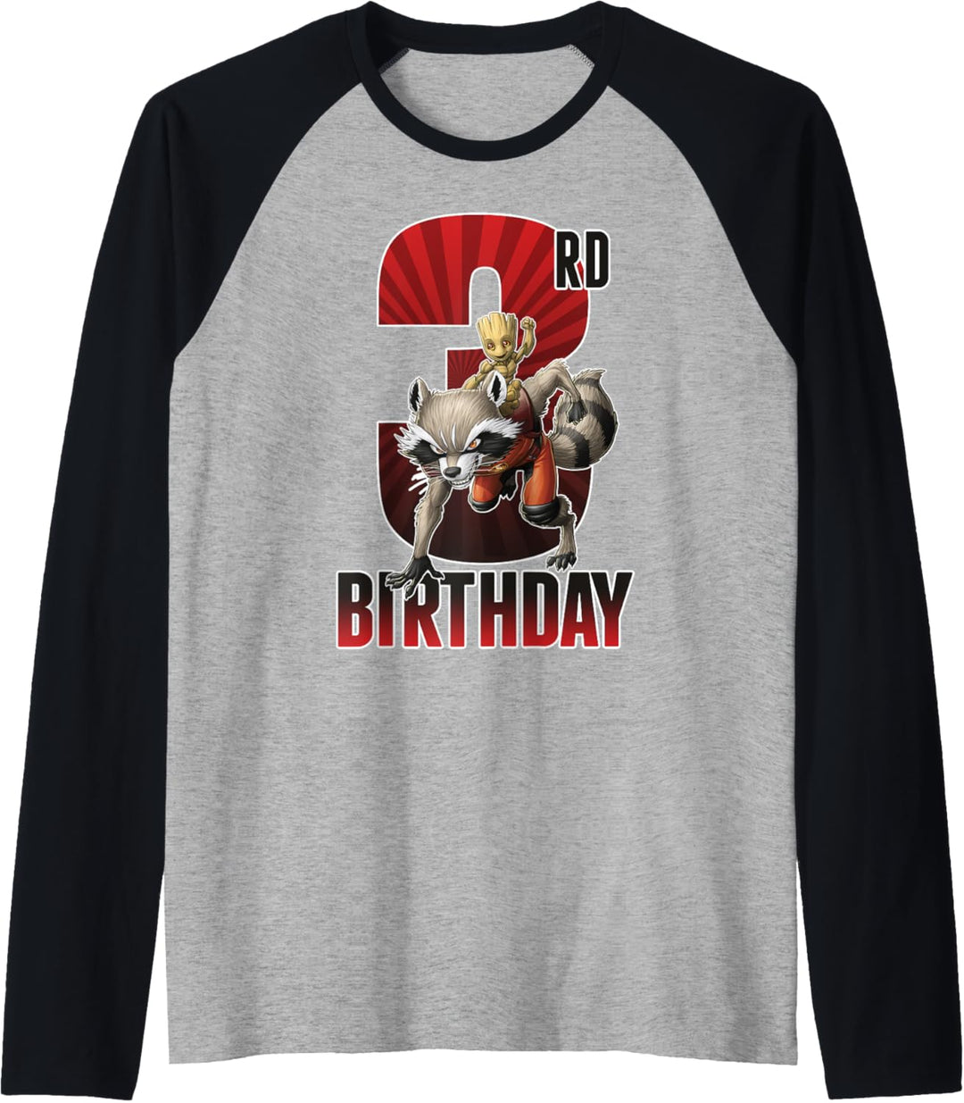Marvel Guardians Of The Galaxy Rocket & Groot 3rd Birthday Raglan