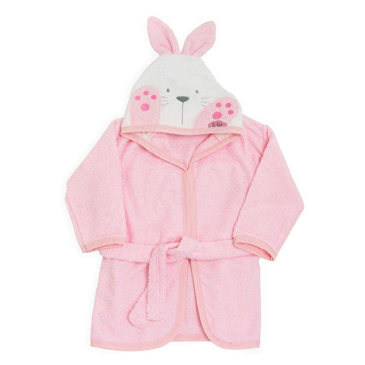 Ti TIN Kinder‑Bademantel mit Kapuze und Hasenohren – 100% Baumwolle, weich & saugfähi, Grösse 6–12 M