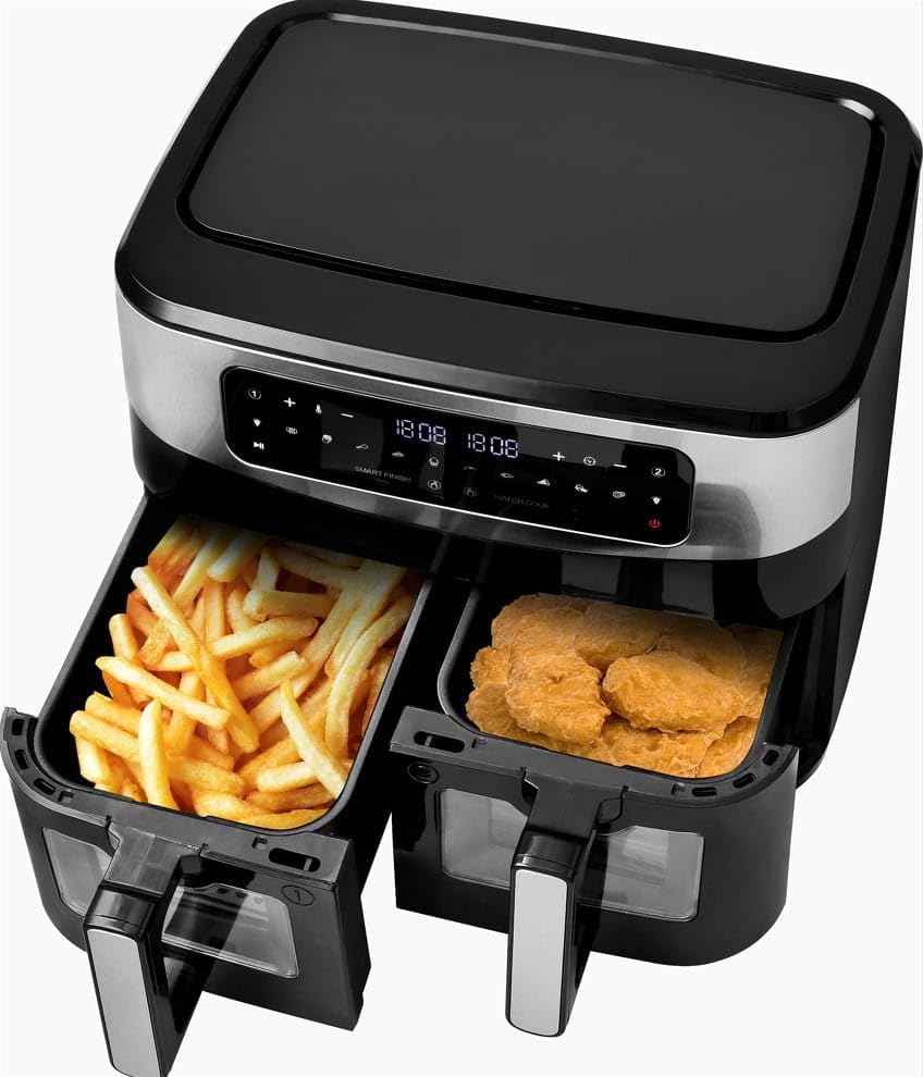 Fettfreie Fritteuse KALORIK AFT 3008 10L AIR FRYER DOPPELT 2600W FRITTEUSE mit Sichtfenster, Digital
