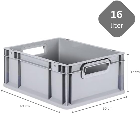PROREGAL SuperSparSet 5x Eurobox NextGen Grip | HxBxT 17x30x40cm | 16 Liter | Griffe offen | Glatter